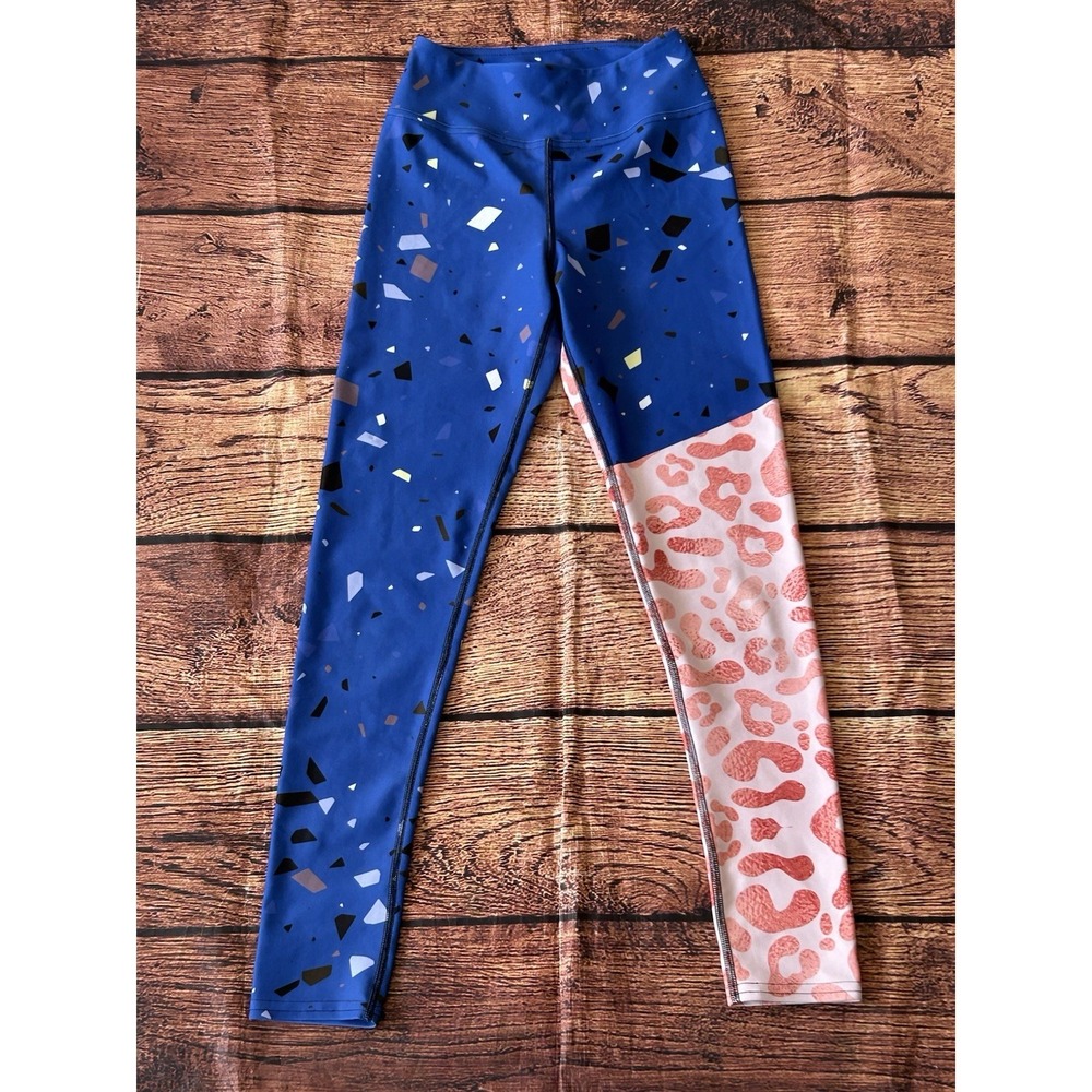 Loony Legs London Leggings Womens Daisy Doodles White Blue Red Yoga Pants Sz S - Picture 4 of 10